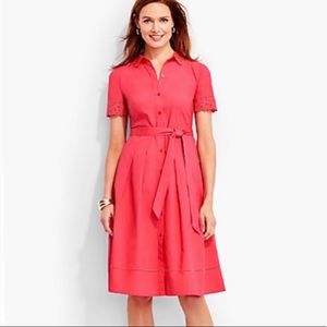 TALBOTS Embroidered Shirt Dress Coral Pink